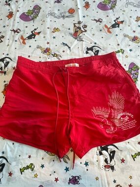 PacSun Red Athletic Shorts with Eagle Graphic